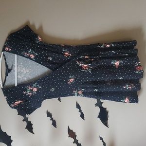 Deep V Neck Floral Dress